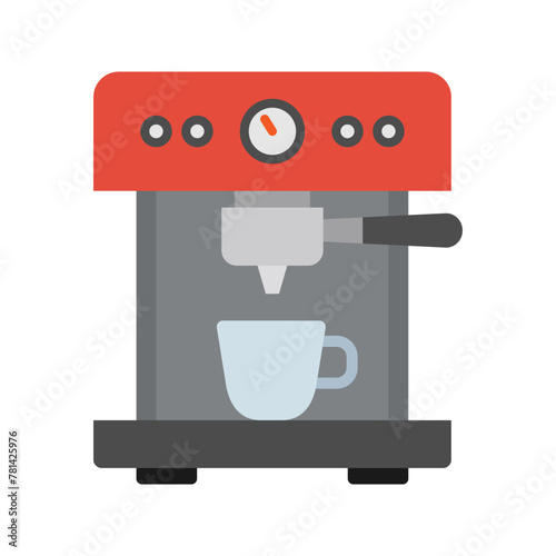 Professional coffee machine. Front view of espresso machine.
