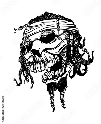 Calavera pirata con trenzas