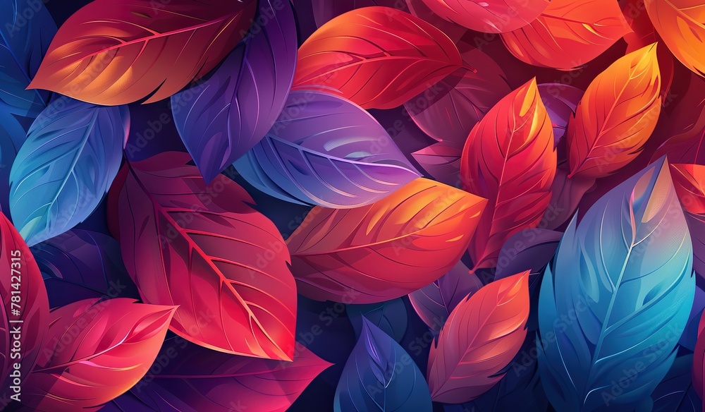 Vibrant multicolored leaves pattern in autumnal hues Vibrant multicolored leaves pattern in autumnal hues
