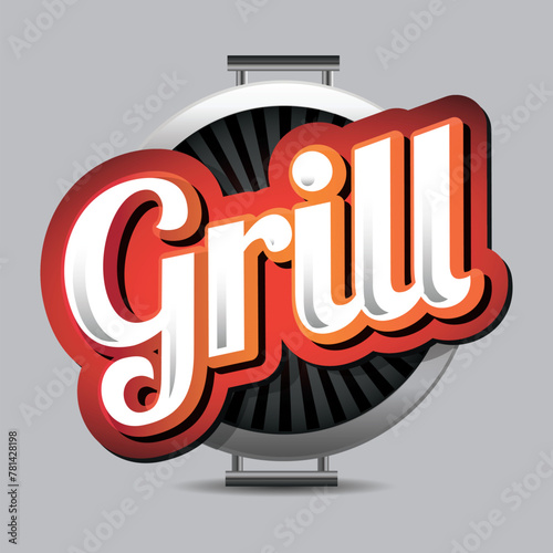 Barbecue Grill sign red illustration