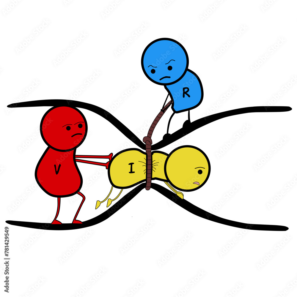 Ohm's law vector illustration with interesting explanation