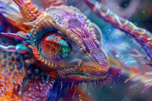 AI fantasy creatures, imaginative design, close-up, otherworldly beauty, vibrant colors, sharp detail.