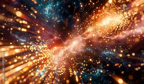 Mesmerizing cosmic explosion with vibrant colors and particles