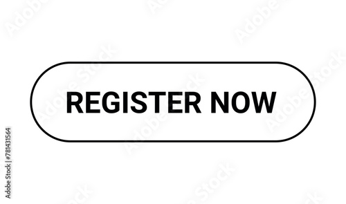 register now black stroke button isolated on white background