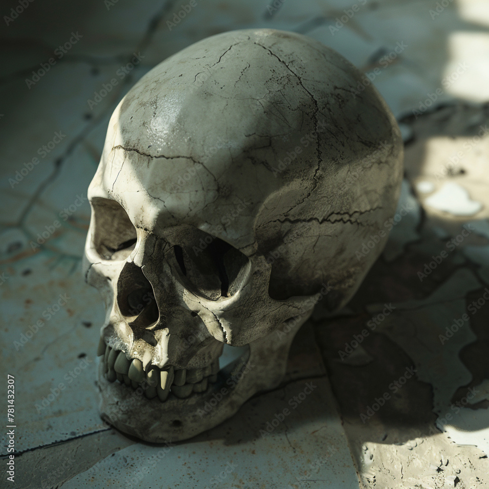 Shadows dance across the skull's surface8K resolution Shadows dance across the skull's surface8K resolution