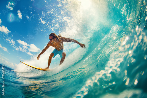 Sunlit Surfing: Skill and Beauty in Summer Waves © anantachat