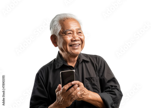 Smiling Senior Man with Phone in Hand © Аrtranq