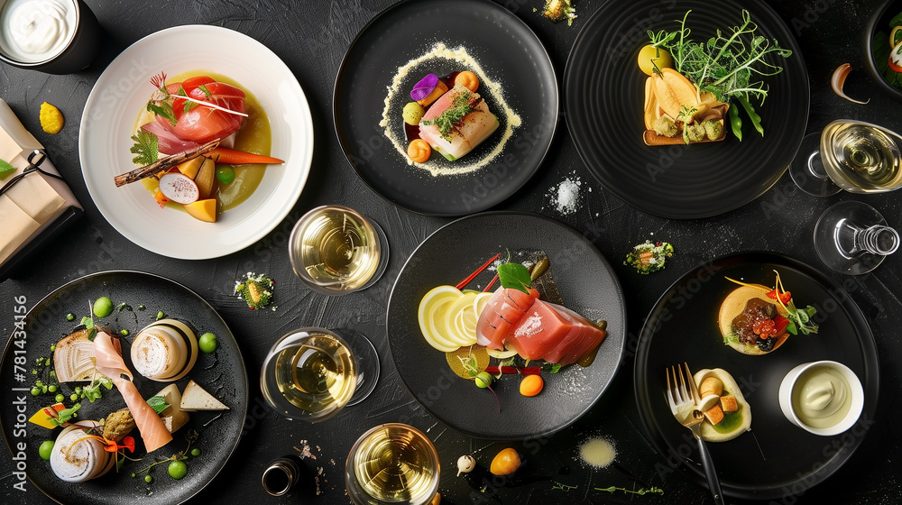 Fine dining food dish elegant with copy space for advertising. Fine dining food dish elegant with copy space for advertising.
