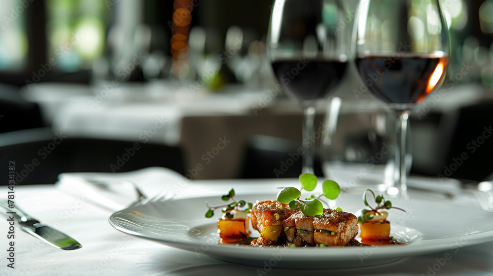 Fine dining food dish elegant with copy space for advertising. Fine dining food dish elegant with copy space for advertising.