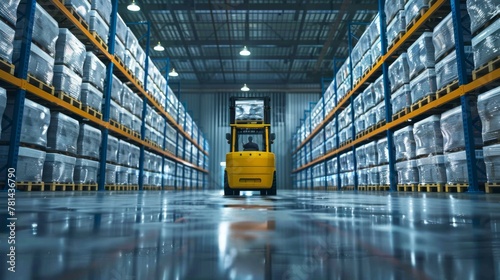 A Forklift in the Warehouse Interior