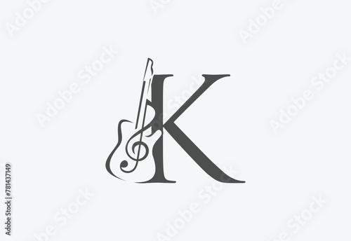 Music icon with latter K logo design creative concept