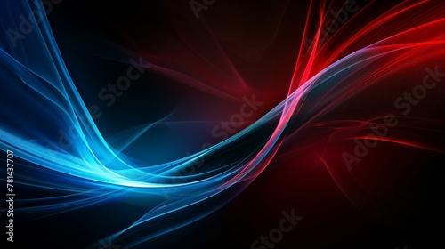 A blue and red wave with a black background, AI generated