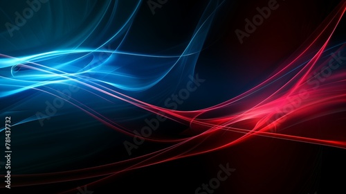 A blue and red wave with a black background, AI generated