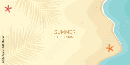 Tropical Summer beach banner. Summer background. Summer beach and sea background. Top view. Summer design with copy space.