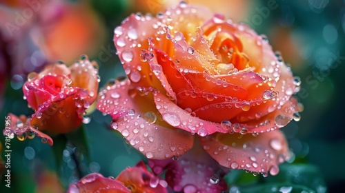 Close up of a dew-covered rose