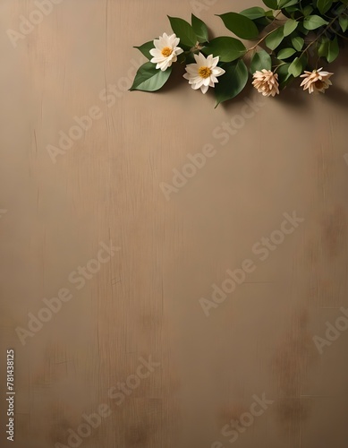 Background or backdrop parchment paper. Trending brown color graphic resource for invitation, page, scrapbook, product, display, design, and empty presentation. Simple minimal brown fall leaves.