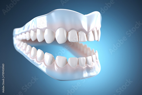Dentures on a blue background