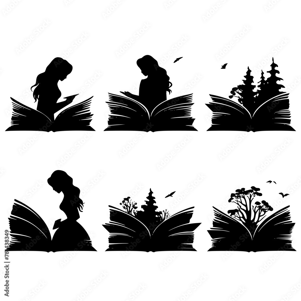 Book SVG Bundle, Book PNG Bundle, Book Clipart, Book Silhouette, Book ...