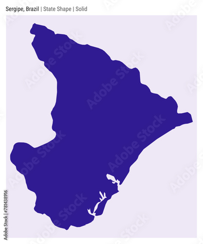 Sergipe, Brazil. Simple vector map. State shape. Solid style. Border of Sergipe. Vector illustration.