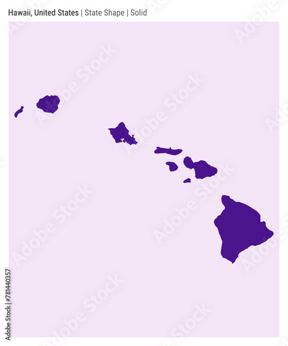 Hawaii, United States. Simple vector map. State shape. Solid style. Border of Hawaii. Vector illustration.