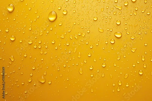 Water droplets on a yellow surface