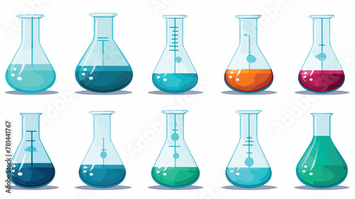 Illustration of glass beakers on a white background