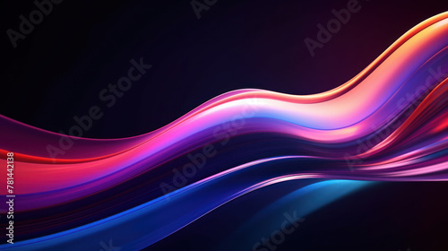 3D Abstract neon colorful wave on black background as wallpaper illustration