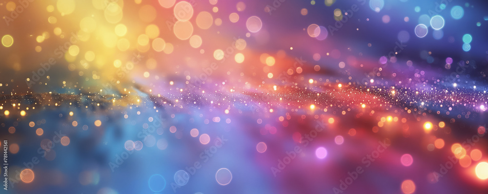 Rainbow Gradient Abstract with Shimmering Particles Background - obrazy, fototapety, plakaty 