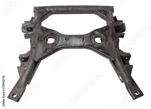 metal car subframe on a white isolated background. catalog of spare parts for vehicles photo