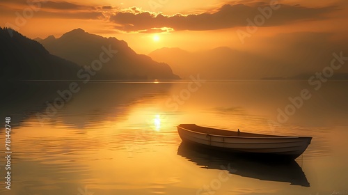 Evening's Reflections: A Quiet Rowboat Journey./n © Крипт Крпитович