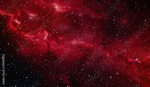 Fototapeta Naklejka Na Ścianę i Meble -  Mesmerizing red nebula with twinkling stars in deep space