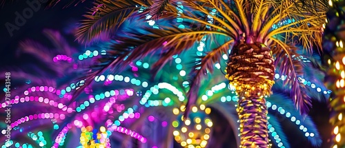 sideview mardi gras palm trees