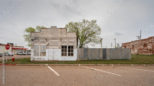 Abandoned metal clad building in downtown Seagraves, Texas, United States