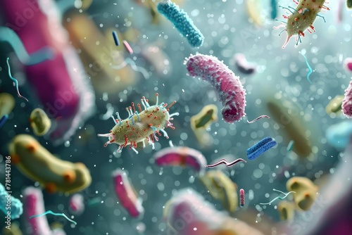Anti Bacteria Microscopic battle between bacteria and antimicrobial agents in a commercial setting photo