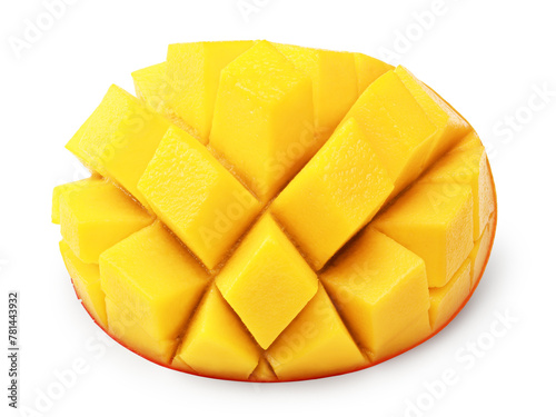 Piece of mango isolated on white background. Clipping path