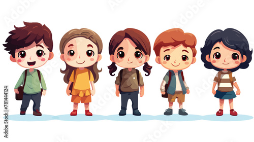 Illustration of kids on white 2d flat cartoon vacto