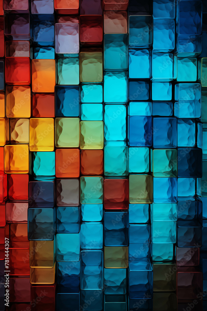 Seamless colorful geometric pattern made of square cubes for a mosaic wall design. Seamless colorful geometric pattern made of square cubes for a mosaic wall design.