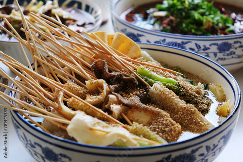 homemade Cold Pot Skewers. Traditional food in Sichuan and Chongqing in China