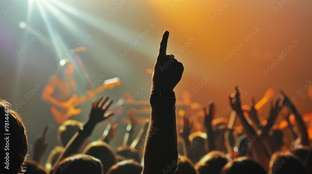 Fototapeta premium Raised hands of listeners at a rock concert