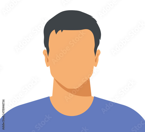 faceless man portrait, cartoon character, avatar; It's perfect for website profiles, social media accounts, or online gaming identities - vector illustration
