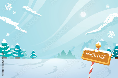 Flat north pole winter background