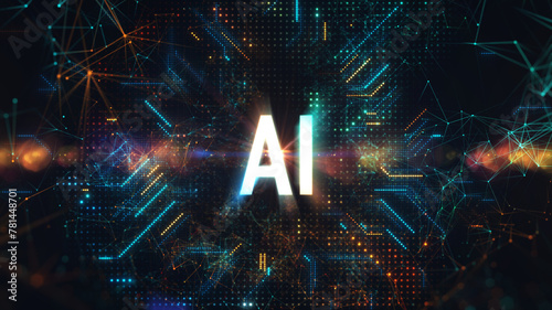 Artificial intelligence concept. Vibrant image showcasing a processor chip with “Ai” in the center, surrounded by circuit lines, illustrating artificial intelligence technologyand neural connections.  © your123