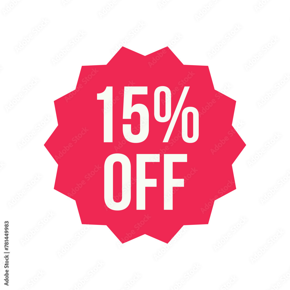 15% off label, sticker, banner isolated on white background 15% off label, sticker, banner isolated on white background