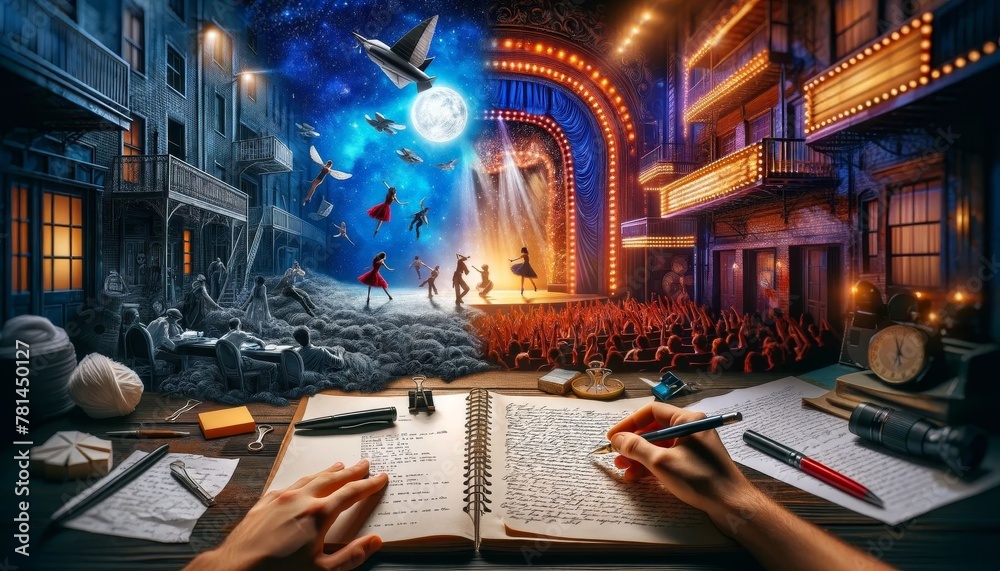 Theater Stage of Cosmic Play Blending Fantasy and Reality