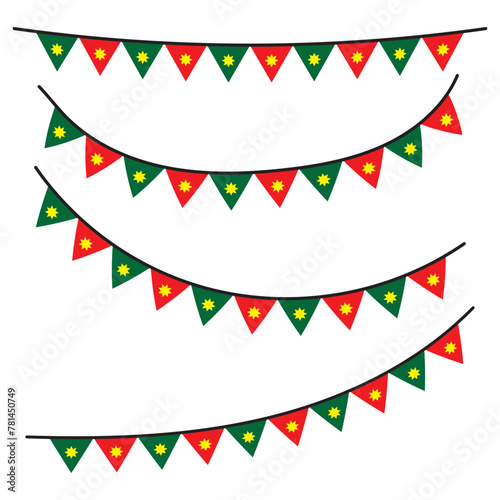 Mexican papel picado paper cut holiday flags and banners set. Day of the Dead, Dia De Los Muertos and Cinco de Mayo flags. Vector illustration. CINCO DE MAYO traditional papercut flags set. 11:11