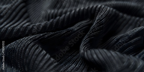 Fabric background with a black fabric cloth polyester texture.