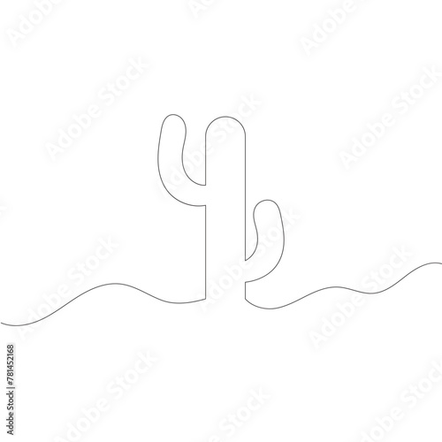 Cactus one line drawing vector illustration minimalist design