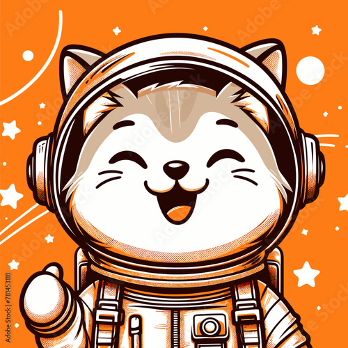 Orange Galaxy Astronaut Cat Adventure