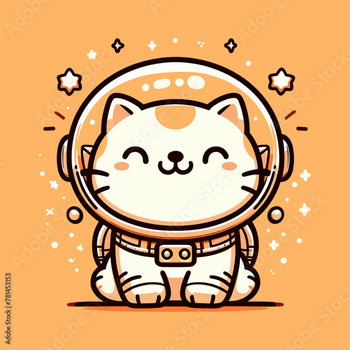 Celestial Voyage with Orange Tone Astronaut Cat