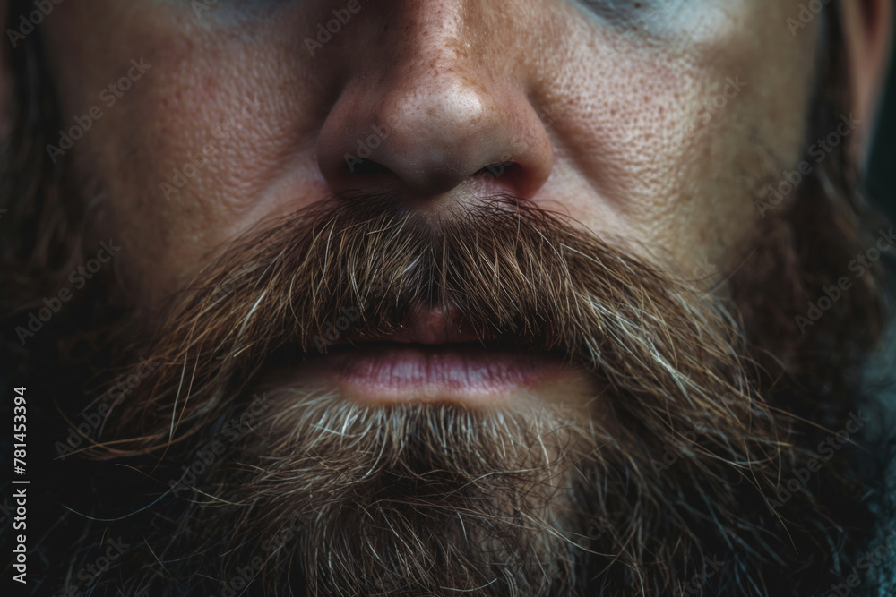 Obraz premium Macro shot capturing the texture and style of a man's well-groomed beard